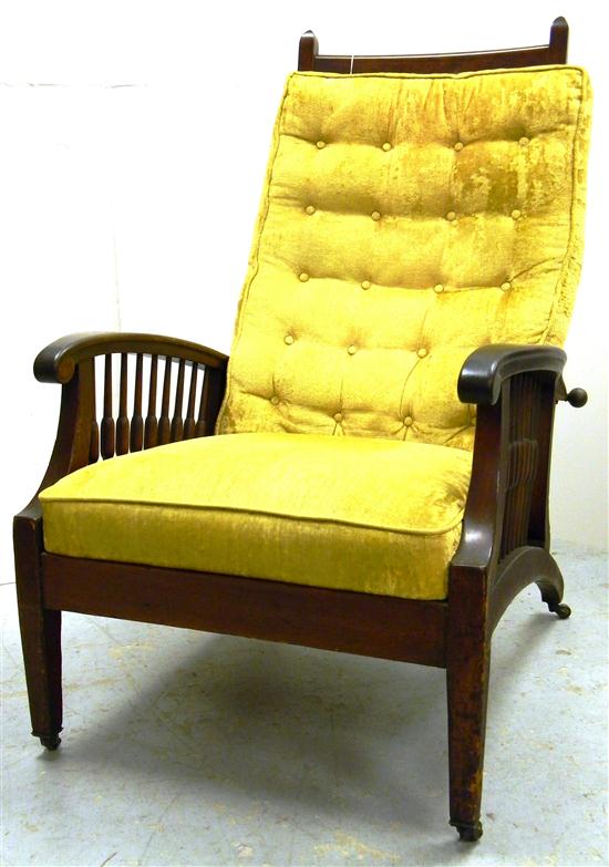Morris reclining armchair  turned spindles