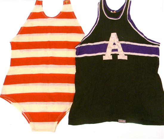 Two early Amherst College swimsuits 121097