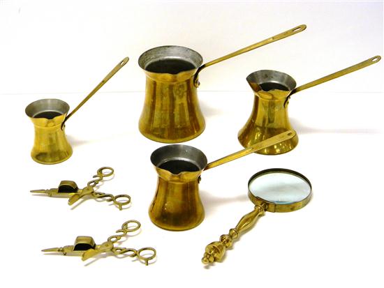 Brass four graduated measures with spouts