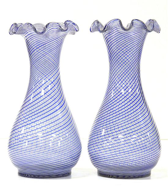 Pair blown glass vases  Continental
