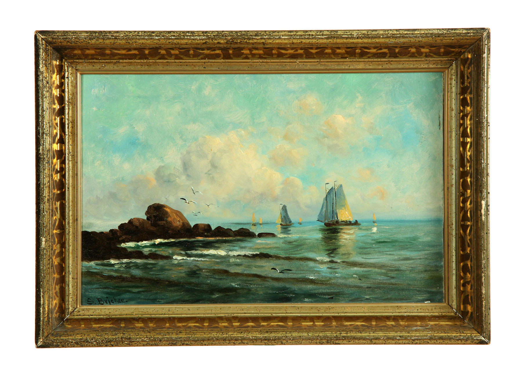 COASTAL SCENE BY S BRICKER MAINE 1238ef