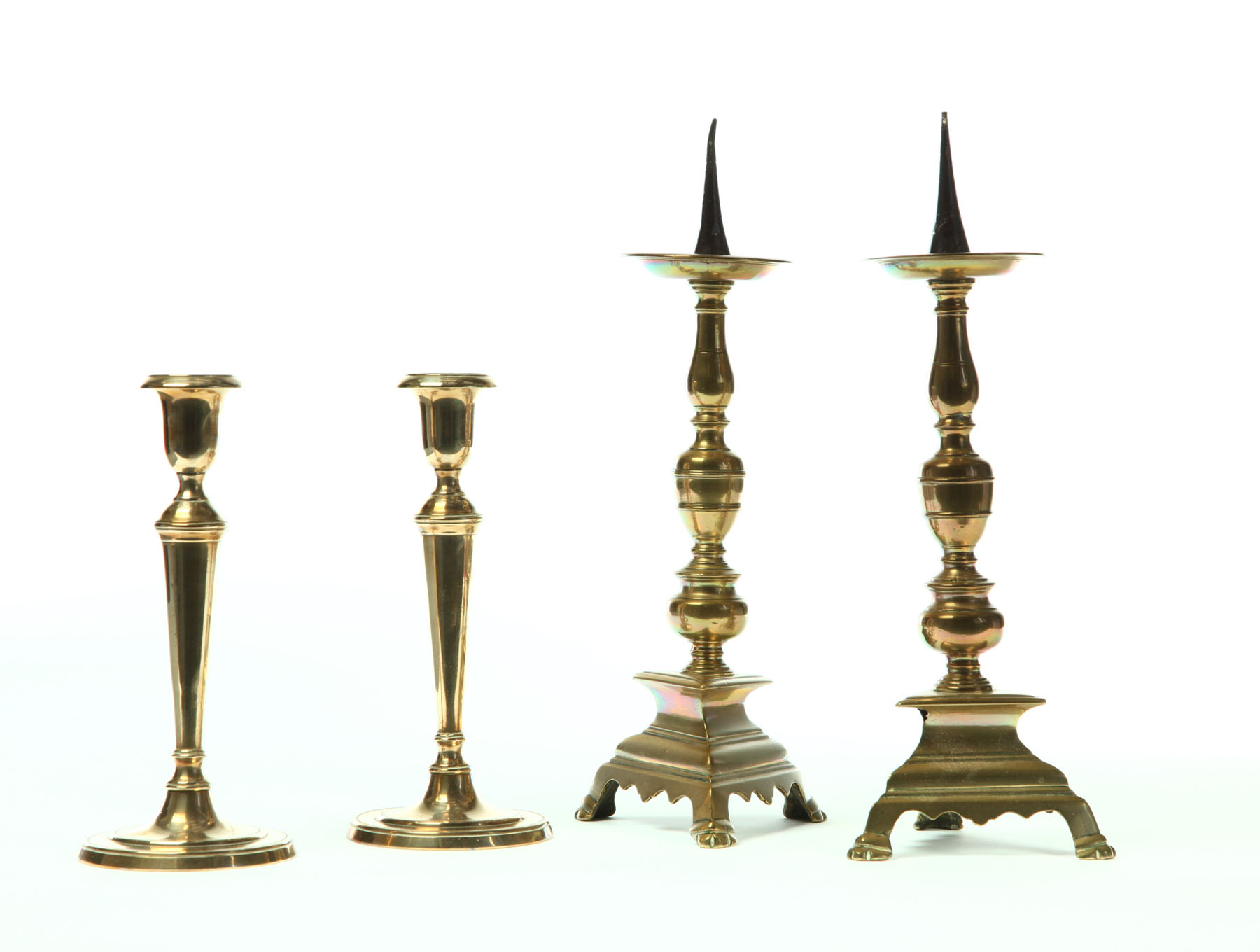 TWO PAIR OF BRASS CANDLESTICKS  123999