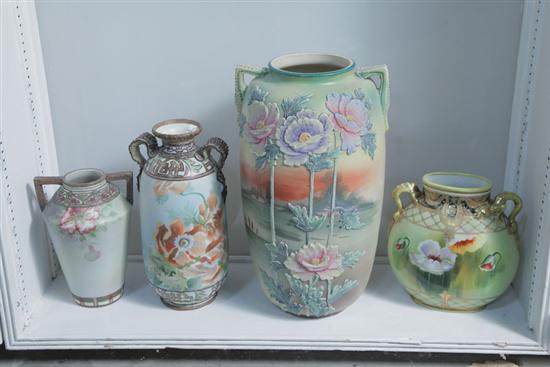 FOUR NIPPON VASES. All double handled