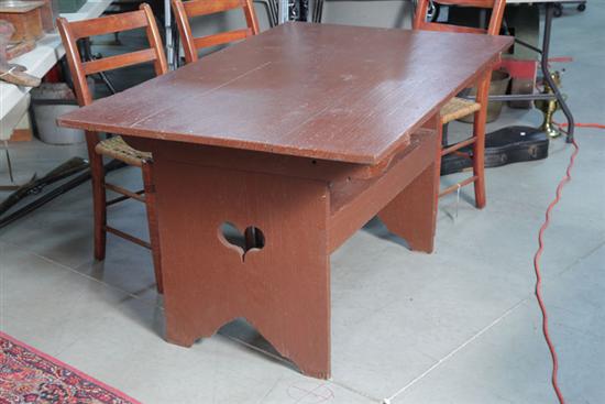 HUTCH TABLE. Red painted table with