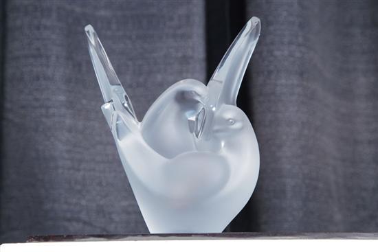 LALIQUE LOVEBIRD VASE In clear 123a47