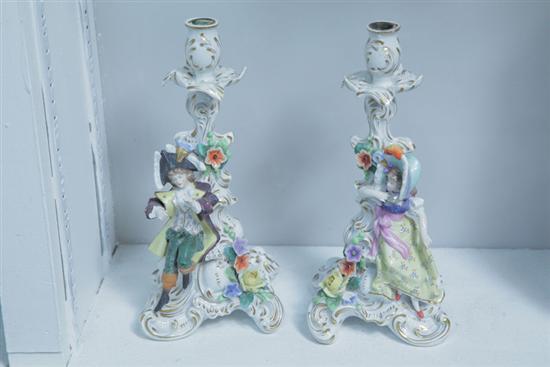 PAIR OF SITZENDORF FIGURAL CANDLESTICKS.