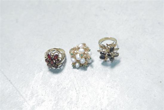 THREE LADIES RINGS. All marked