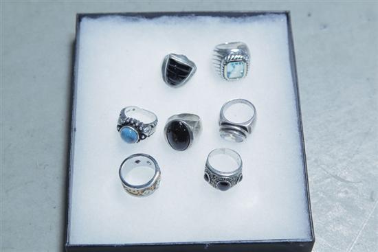 SEVEN RINGS. All Sterling and marked
