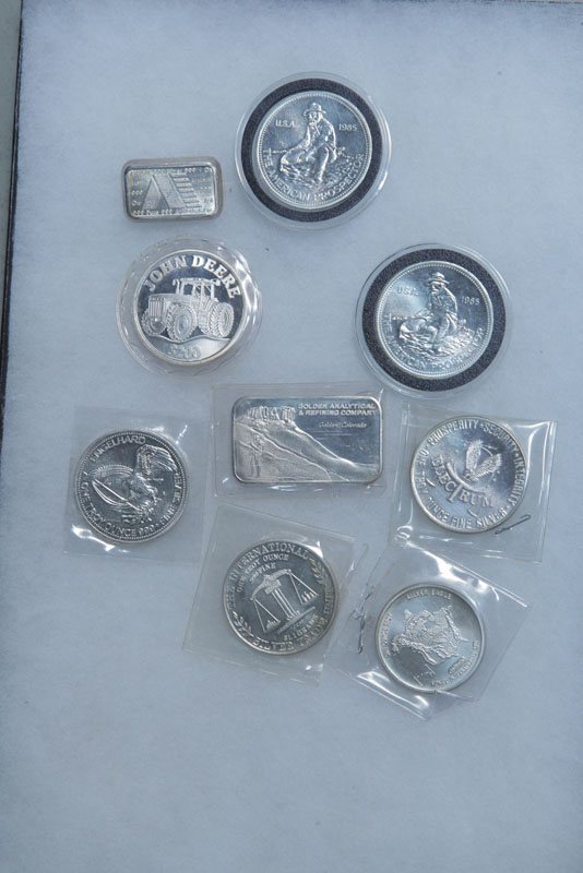 NINE ASSORTED .999 SILVER TROY