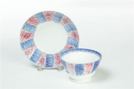 SPATTERWARE CUP AND SAUCER. England