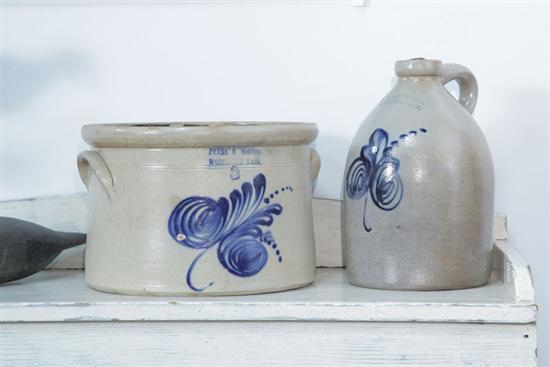 TWO STONEWARE PIECES. Both by Frank