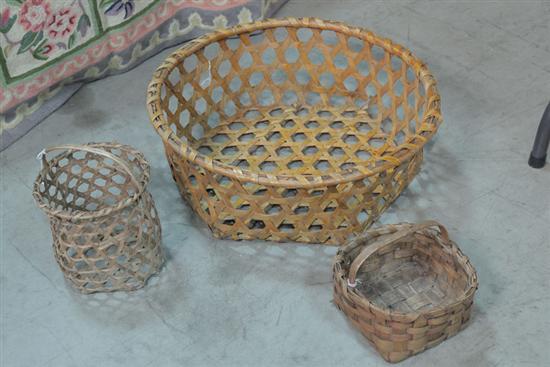 THREE BASKETS. One large woven