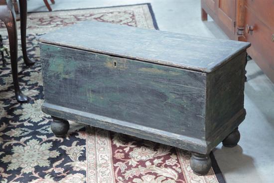 BLUE PAINTED BLANKET CHEST. Case