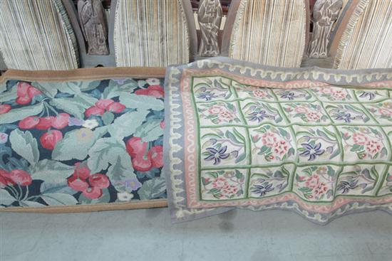 TWO RUGS Including one wool crewel 123b1c