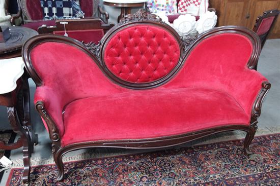 VICTORIAN SOFA. Walnut  medallion back