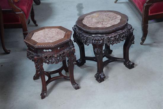 TWO ORIENTAL STYLE LOW TABLES.