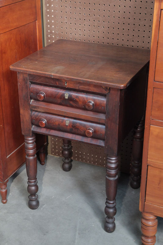 TWO DRAWER STAND. Mahogany having wooden