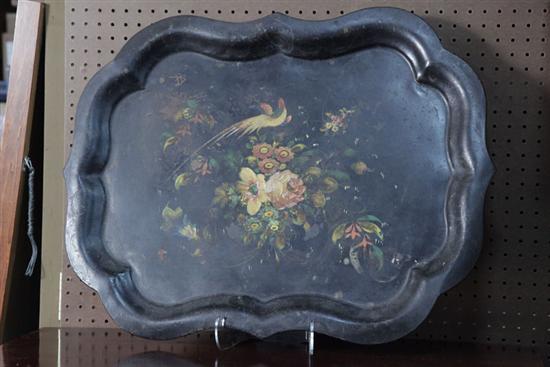 TOLE TRAY. Polychrome paint decorated
