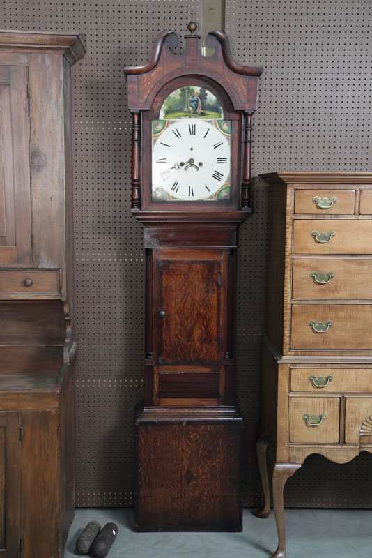 TALL CASE CLOCK. Probably English. Brass