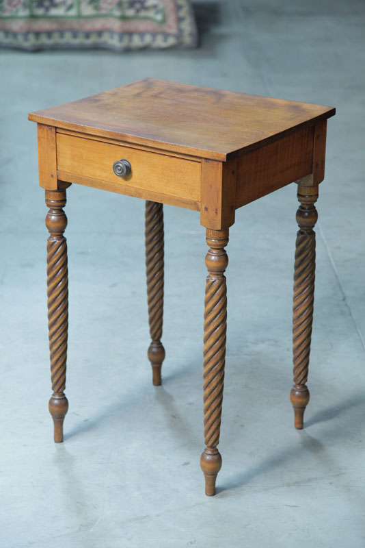 ONE DRAWER STAND. Walnut  maple and