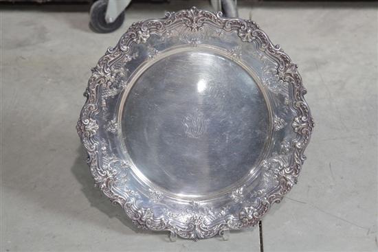 STERLING TRAY. Ornate tray with