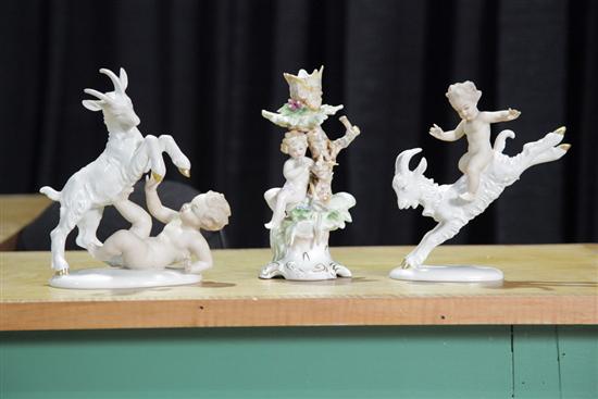 THREE PORCELAIN FIGURES. Pair with