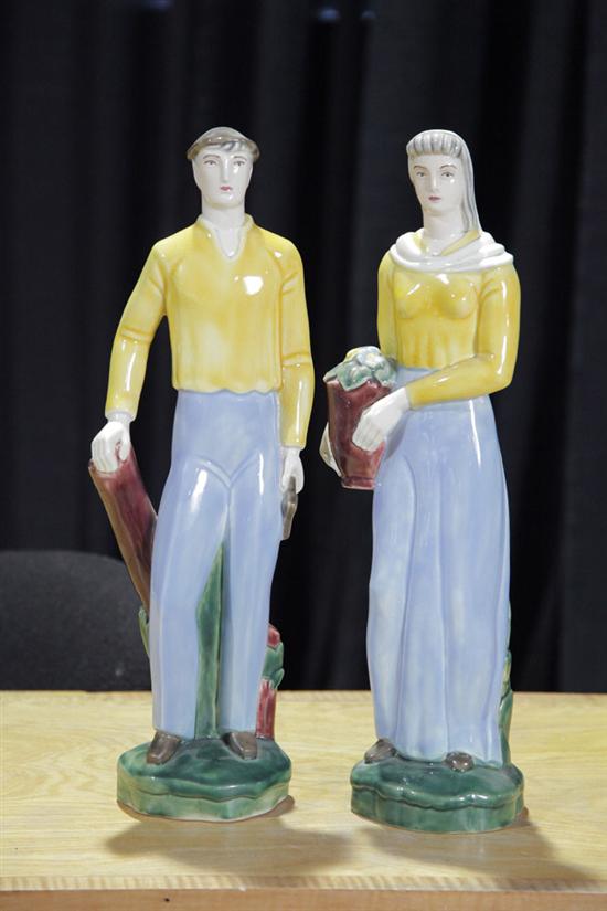 TWO CERAMIC FIGURES. A man and