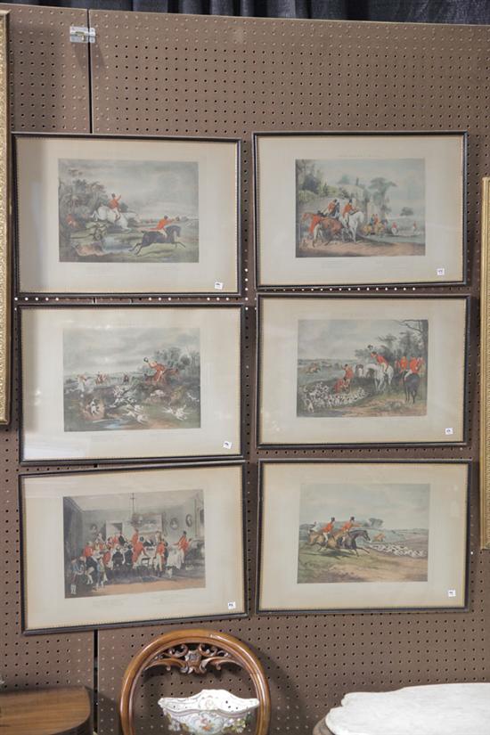 SIX FRAMED ENGLISH HUNTING PRINTS  123bb1