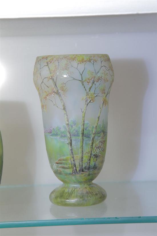 DAUM NANCY CAMEO GLASS VASE. Small