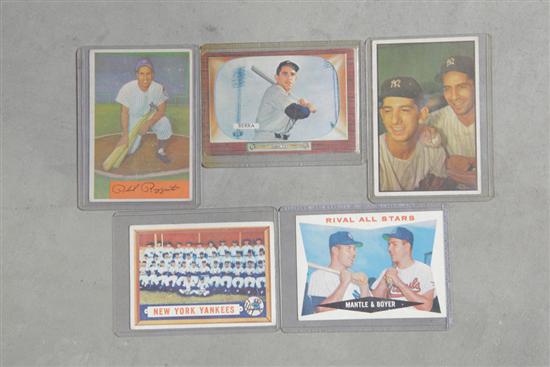 FIVE BASEBALL CARDS PERTAINING TO THE