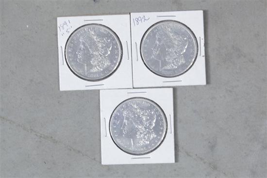 THREE MORGAN DOLLARS. Including