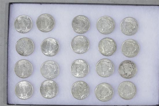 20 PEACE DOLLARS  ASSORTED DATES.