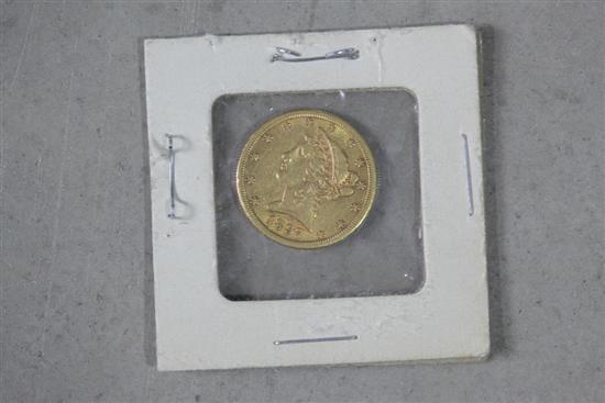 GOLD COIN. One 1897 five dollar half