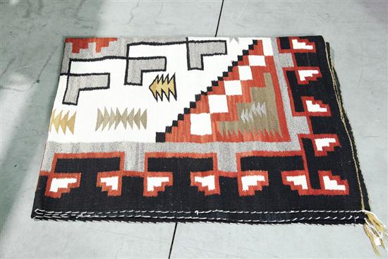 LARGE WOVEN INDIAN RUG. Patterned