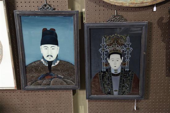 TWO CHINESE REVERSE PAINTINGS ON