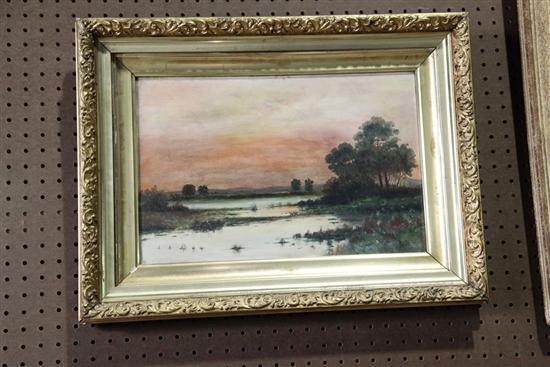 GILT FRAMED LANDSCAPE PAINTING  123cde