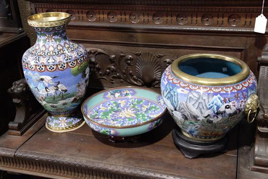 THREE PIECES OF CLOISONNE. Vase