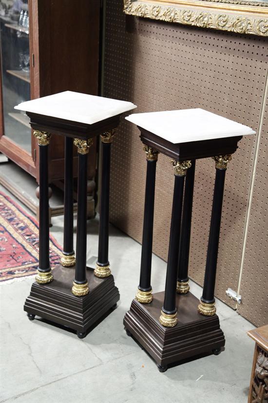 PAIR MARBLE TOP PEDESTALS Stepped 123cec