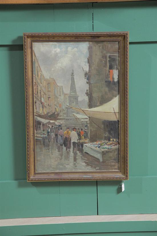 PAINTING OF A EUROPEAN MARKET.