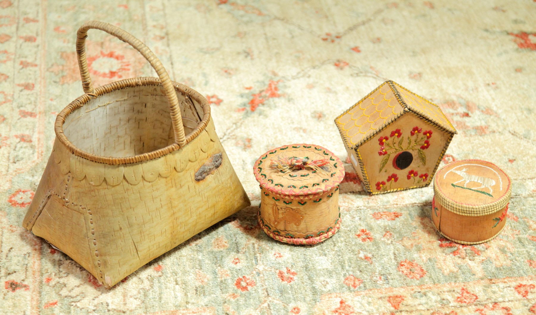 FOUR BIRCH BARK BASKETS American 122873