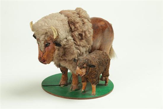 CARVED BISON AND CALF BY J W BRUNGART 1228e5