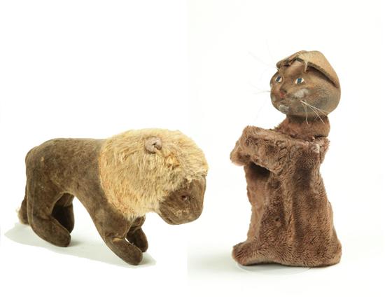 LION TOY AND CAT PUPPET.  American