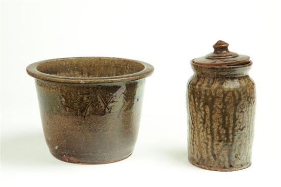 STONEWARE CANNING JAR AND FLOWER