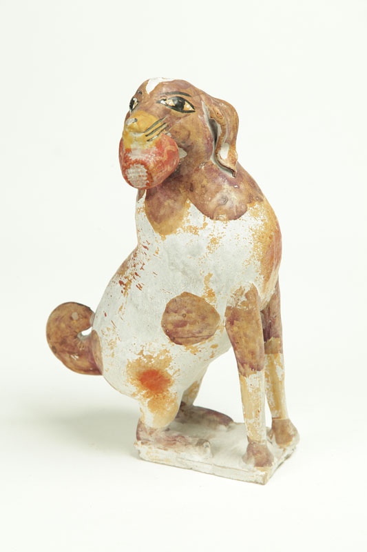 CHALKWARE DOG BANK.  American  early