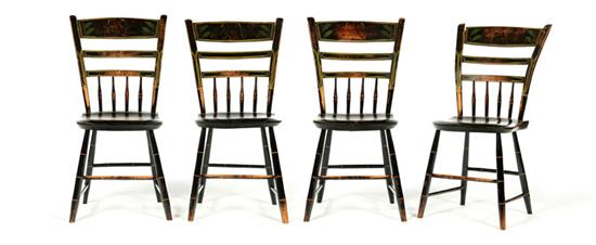 SET OF SIX DECORATED FANCY CHAIRS.