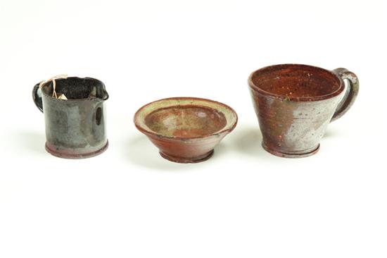 THREE PIECES OF REDWARE.  American