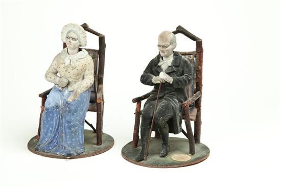 PAIR OF FOLK ART NODDERS.  Late 19th-early