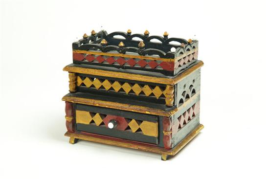 FOLK ART SEWING CADDY.  American