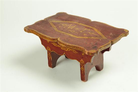 DECORATED FOOTSTOOL.  New England