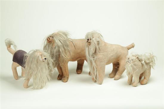 FOUR STUFFED LIONS.  American 
